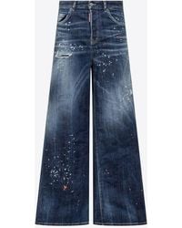 DSquared² - Traveler Paint Splatter Wide-Leg Jeans - Lyst