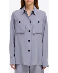Ferragamo - Long Sleeved Button-Up Silk Shirt - Lyst