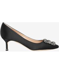 Manolo Blahnik - Hangisi 50 Crystal Buckle Satin Pumps - Lyst