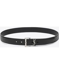 Saint Laurent - Cassandre Belt With Square Buckle - Lyst