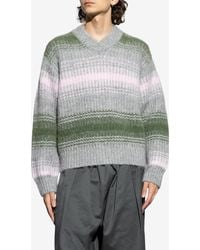 KENZO - Speed Stripe V-Neck Knitted Sweater - Lyst