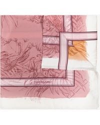 Ferragamo - Gravure Print Silk Scarf - Lyst