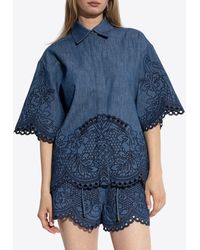 Zimmermann - Coco Embroidered Denim Shirt - Lyst