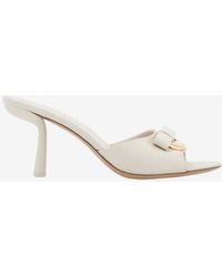 Ferragamo - Elida 70 Drop Bow Calf Leather Mules - Lyst