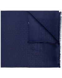 Ferragamo - Gancini Pattern Silk-Wool Scarf - Lyst