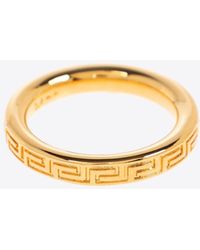 Versace - Engraved-Greca Brass Ring - Lyst