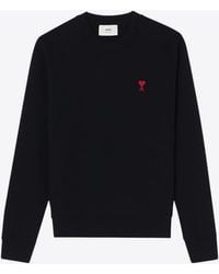 Ami Paris - Logo-Embroidered Crewneck Sweatshirt - Lyst