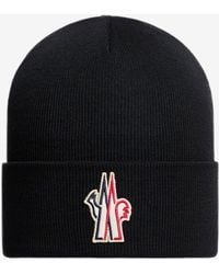 Moncler - Logo Patch Ribbed Wool Knit Beanie - Lyst