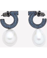 Ferragamo - Gancini Pearl Drop Earrings - Lyst
