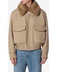 Ami Paris - Padded Wool Bomber Jacket With Shearling Collar - Lyst