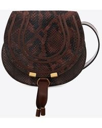 Chloé - Small Marcie Saddle Python-Embossed Crossbody Bag - Lyst