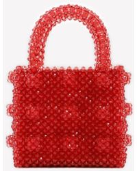 Shrimps Mini Antonia Beaded Top Handle Bag Onesize - Red