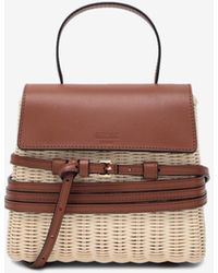 Moschino - Tie Mie Raffia And Leather Top Handle Bag - Lyst