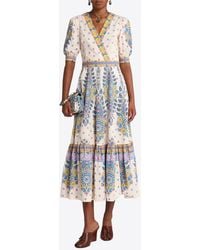 Etro - Paisley Print V-Neck Midi Dress - Lyst