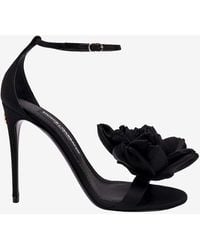 Dolce & Gabbana - Keira 105 Floral Appliqué Satin Sandals - Lyst
