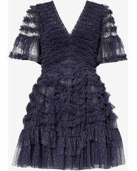 Needle & Thread - Phoenix V-Neck Mini Dress - Lyst