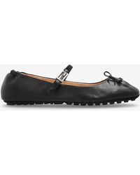 Fendi - Baguette Ff Nappa Leather Ballet Flats - Lyst