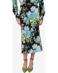 Moschino - Floral Print Silk Satin Midi Skirt - Lyst