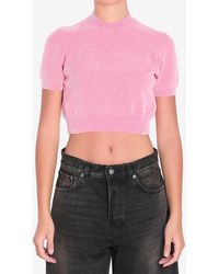 Alexander Wang - Embossed Logo Cropped Knit T-Shirt - Lyst