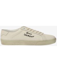 Saint Laurent - Court Classic Logo Sneakers In White - Lyst