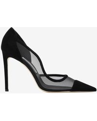 Jimmy Choo - Brigitte 100 Suede And Mesh Pumps - Lyst
