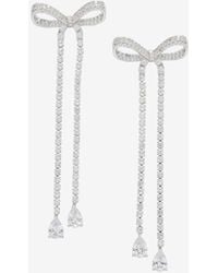 Self-Portrait - Crystal Embellished Bow Dangle Earrings - Lyst