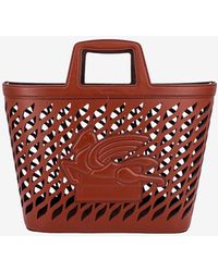 Etro - Pegaso Perforated Leather Top Handle Bag - Lyst