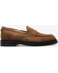 Dolce & Gabbana - Suede Loafers With Metal Logo - Lyst