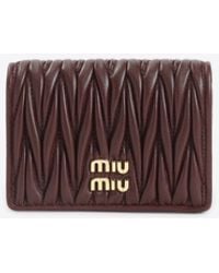 Miu Miu - Matelassé Leather Wallet With Logo - Lyst