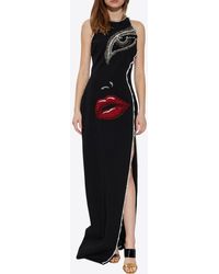 Balmain - Face Motif Embroidered Maxi Dress - Lyst