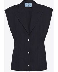Prada - Single-Breasted Wool Vest - Lyst