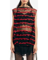 Simone Rocha - Boxy Smock Sheer Top With Bow Trims - Lyst