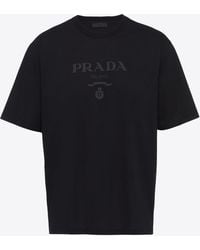 Prada - Raised-Logo Cotton T-Shirt - Lyst