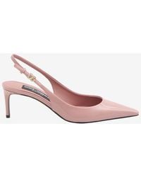Dolce & Gabbana - Mun 90 Polished Leather Slingback Pumps - Lyst