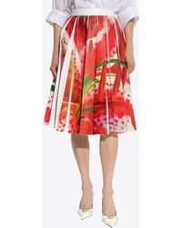 Tory Burch - Pleated Skirt With Colorful Print - Lyst