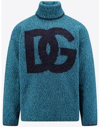 Dolce & Gabbana - Intarsia Knit Turtleneck Logo Sweater - Lyst