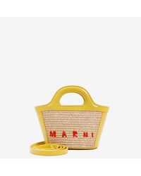 Marni Tropical Micro Logo-embroidered Raffia Shoulder Bag Onesize - Yellow