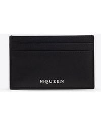 McQueen - Logo Print Leather Cardholder - Lyst