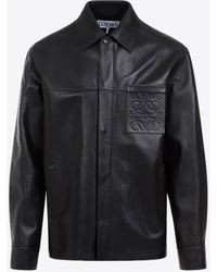 Loewe - Anagram Leather Overshirt - Lyst