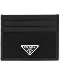 Prada - Triangle Logo Saffiano Leather Cardholder - Lyst
