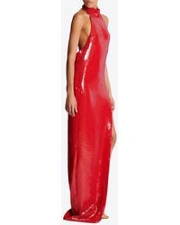 Balmain - Halterneck Sequined Gown - Lyst