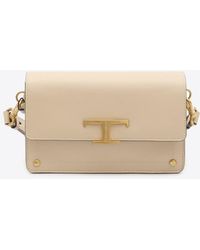 Tod's - Mini T Logo Leather Shoulder Bag - Lyst