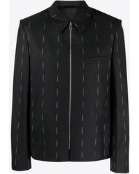 Givenchy - Pinstriped Logo Wool Overshirt - Lyst
