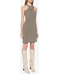 Courreges - Criss-Cross Houndstooth Jersey Mini Dress - Lyst
