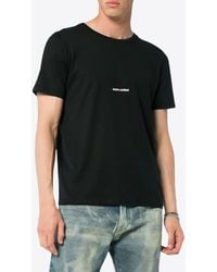Saint Laurent - Logo Cotton T-Shirt - Lyst