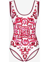 Dolce & Gabbana - Majolica Print One-Piece Swimsuit - Lyst