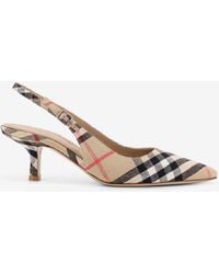 Burberry - 55 Signature Check Slingback Pumps - Lyst
