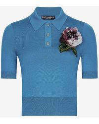 Dolce & Gabbana - Floral Appliqué Polo T-Shirt - Lyst