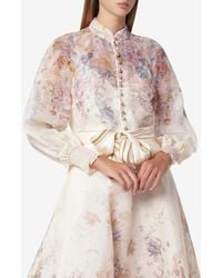 Zimmermann - Ascent Floral Print Puff-Sleeved Blouse - Lyst