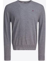 McQueen - Embroidered Skull Wool Sweater - Lyst